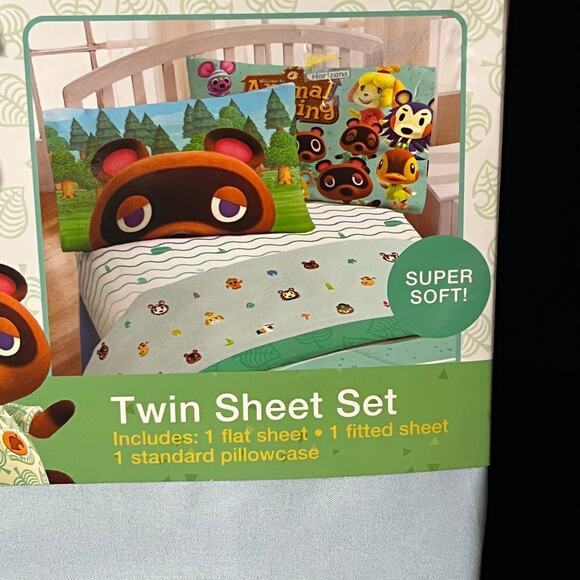 Animal Crossing DIY Paradise Twin Sheet 3 Pcs Set Multicolor Nintendo Game Soft - Picture 6 of 9
